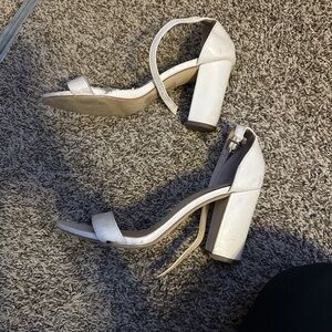 Elegant Cream Block Heel Sandals